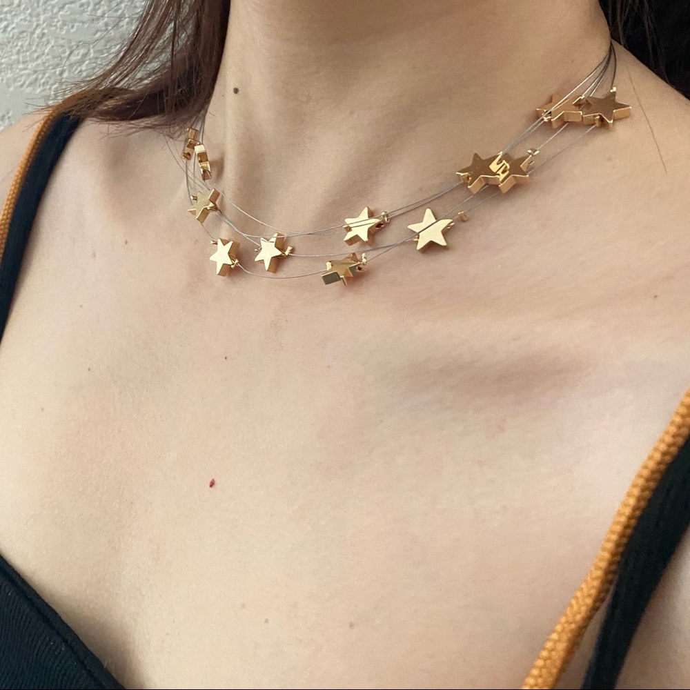 💕Last one Layered Stars Choker Necklace - Picture 2 of 8